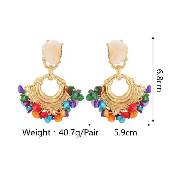 Multicolor Stone Drop Earrings - Picture 6 of 13